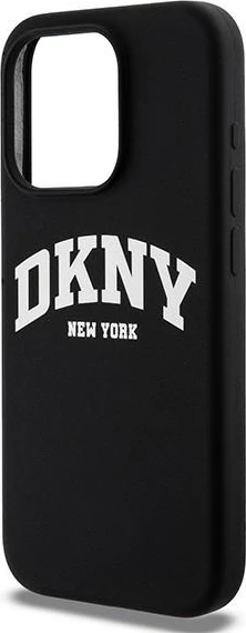 Mbështjellës DKNY Liquid Silicone me logo të bardhë, për iPhone 13 Pro/13, MagSafe, i zi