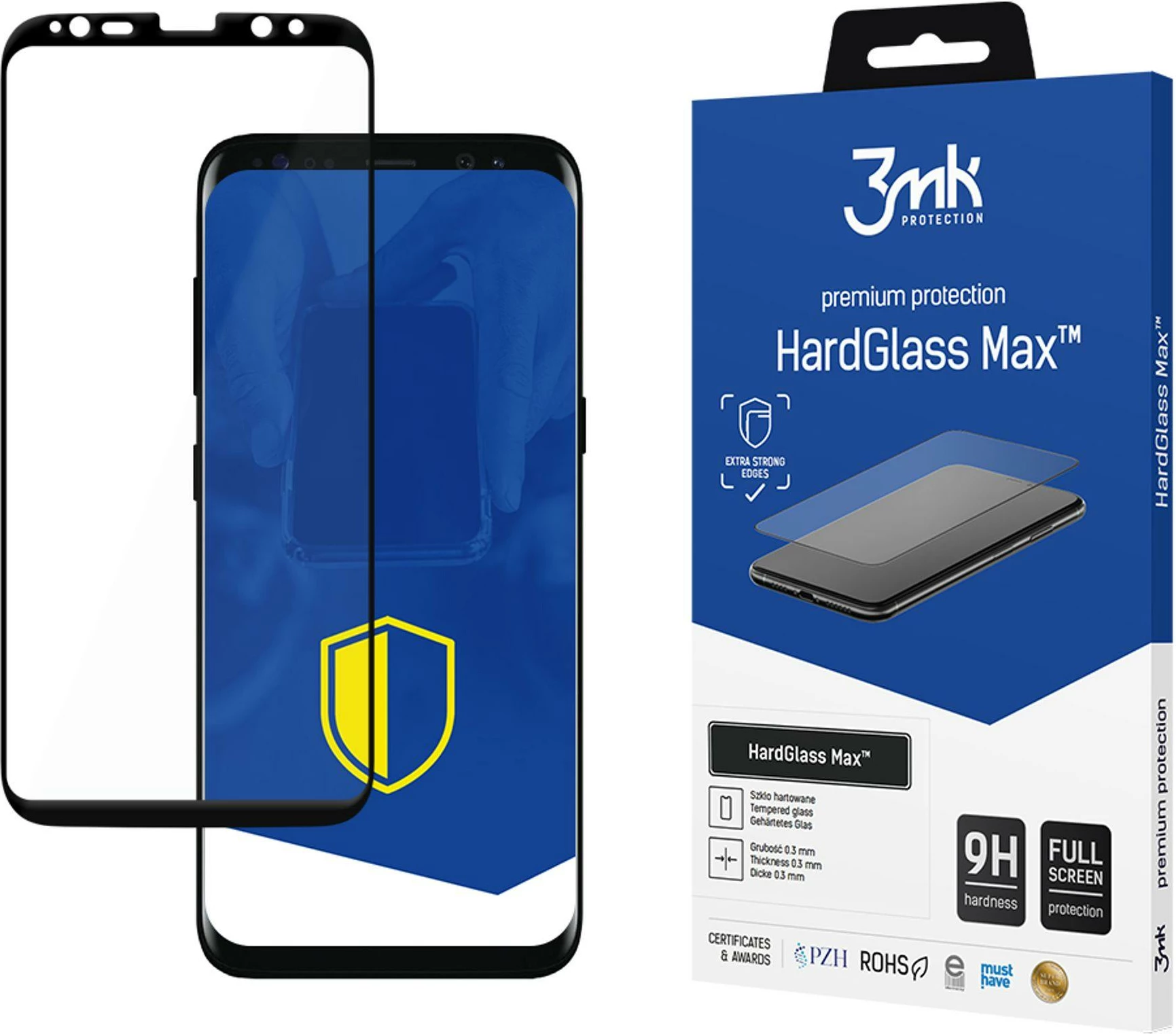 Xham i temperuar 3mk HardGlass Max për Samsung Galaxy S8, i zi