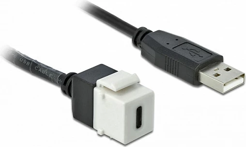 Adaptër/Modul Keystone DeLOCK 86382, USB-A mashkull në USB-C femër, flat, zi/bardhë