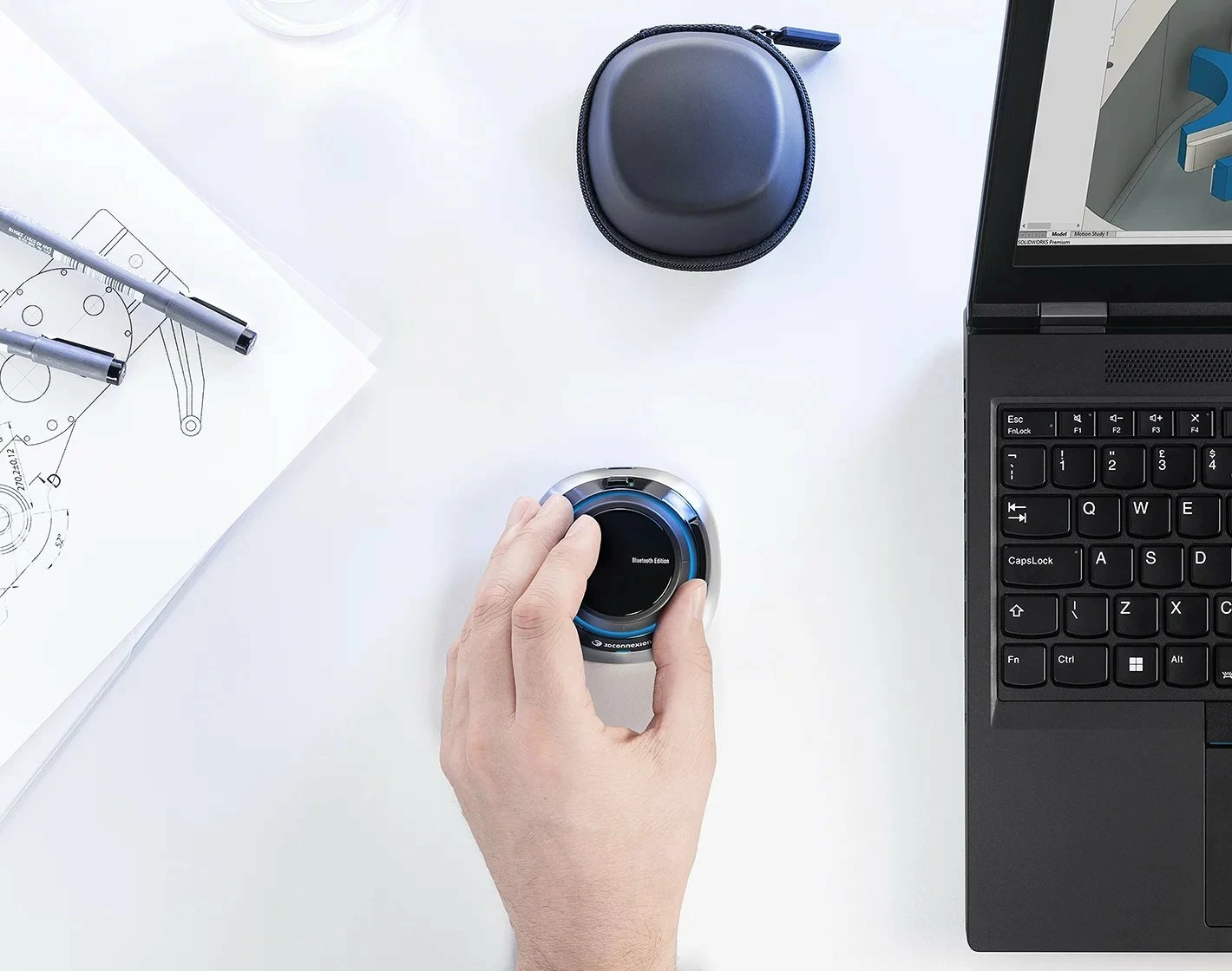 Maus 3D 3Dconnexion SpaceMouse 3DX-700115, wireless Bluetooth/USB/USB-C, 2 butona, i zi