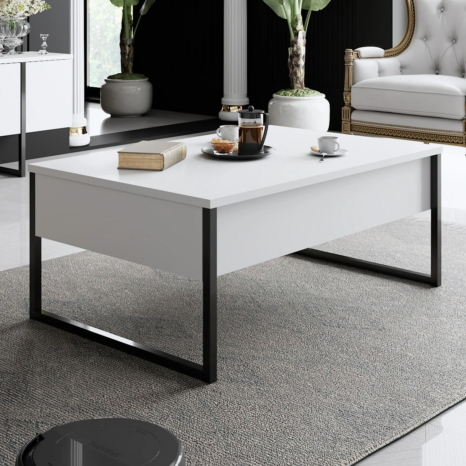 Tavolinë kafeje Hanah Home, Luxe, e bardhë dhe e zezë