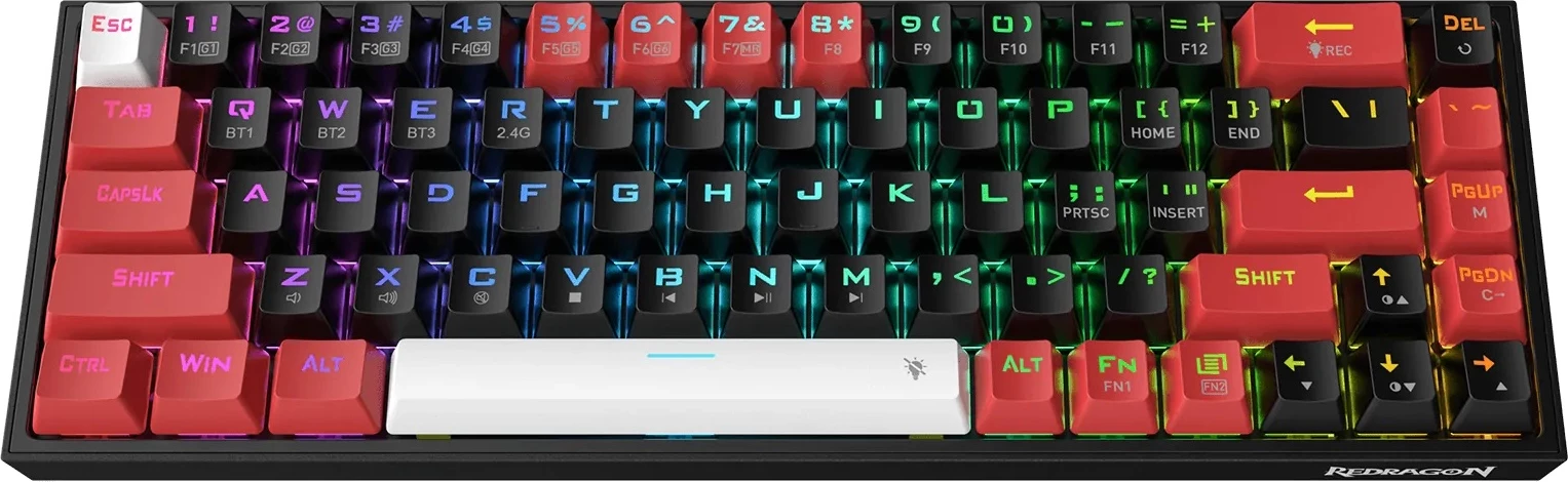 Tastierë mekanike Redragon Castor K631RGB Pro 65% (68 taste), Outemu Red, RGB, USB-C/2.4GHz/Bluetooth