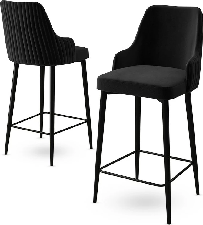 Set 6 karrige për bar Hanah Home, Enox, e zezë