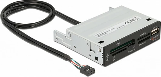 Lexues kartelash DeLOCK 3.5" USB 2.0 Card Reader, 5 slota + 1x USB-A, 480 Mbit/s, i brendshëm, zi/gri