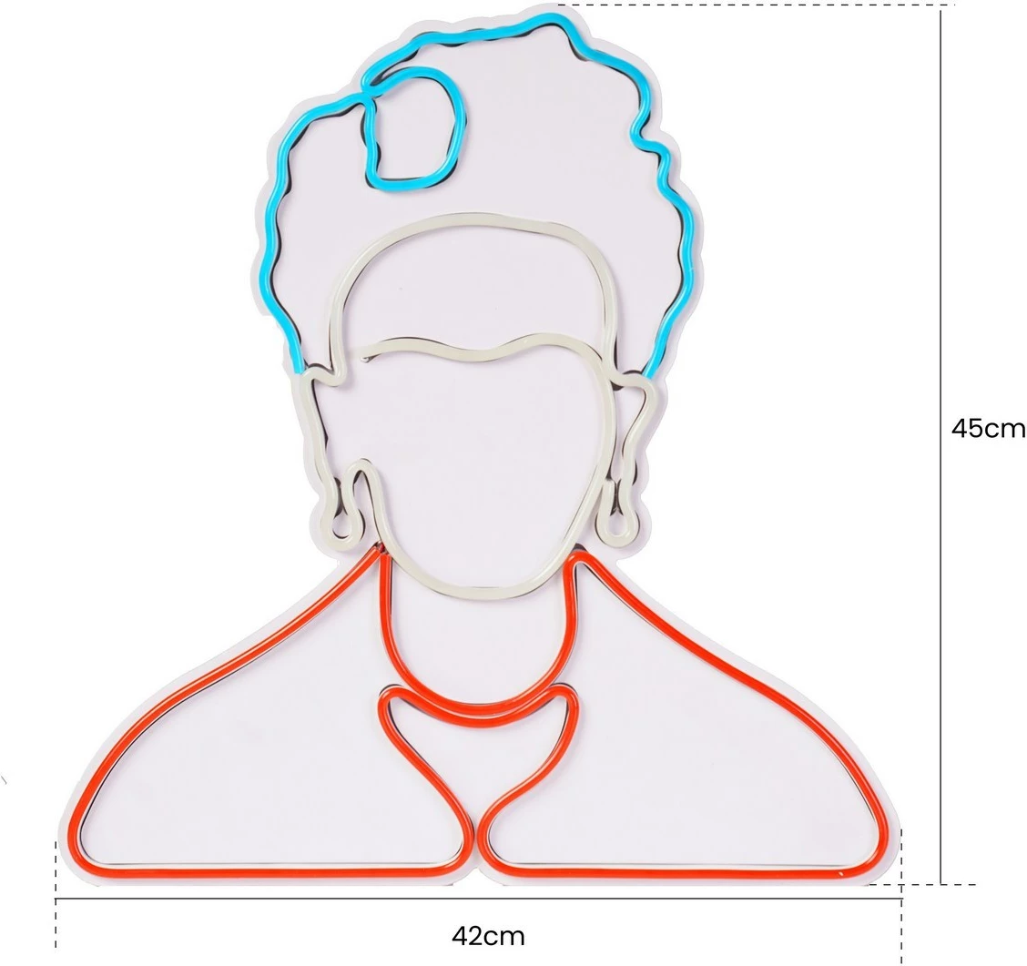 Dritë dekorative LED plastike, Frida Kahlo, e bardhë, e kuqe, e kaltër