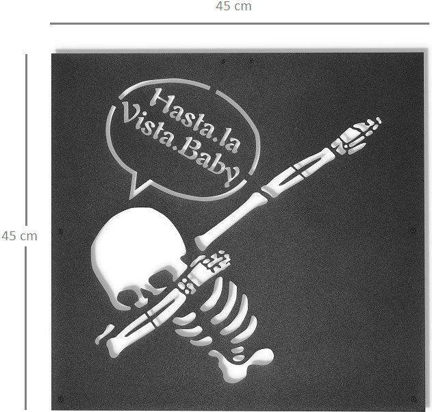 Aksesor dekorativ metalik për mur, skelet, Wallity, 45x45cm