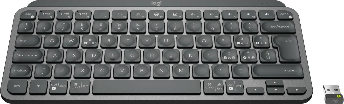 Tastierë Logitech MX Keys Mini for Business, wireless, kompakte, gri e errët