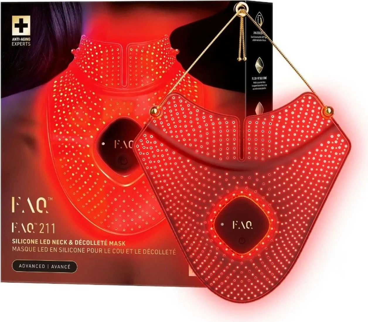 Maskë LED FAQ 211 për qafë dhe dekolte, wireless, silikon fleksibël, e kuqe, set