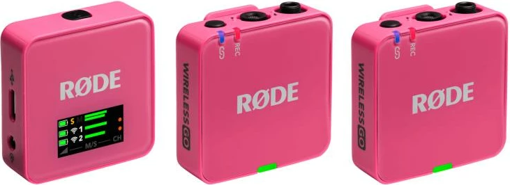 Mikrofon pa tela, RØDE, Wireless GO III WIGOGEN3PIN, sistem me dy kanale kompakt, rozë, set