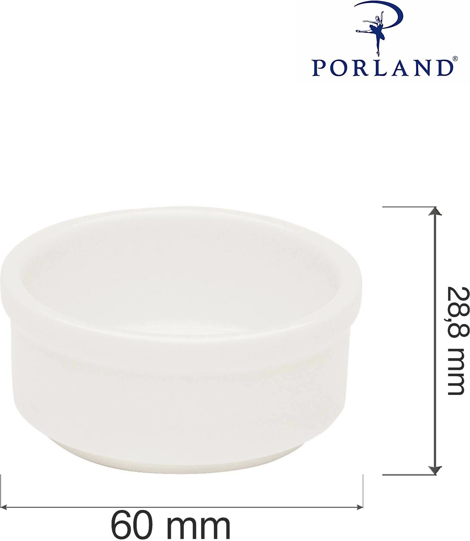 Ramekin porcelani Porland Dove 60mm, krem, set 6 copë