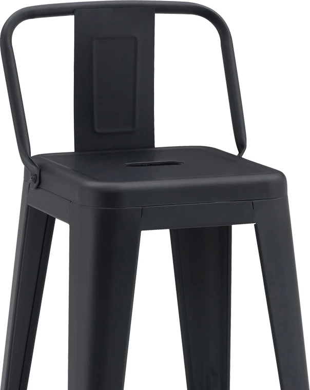 Karrige për bar me lartësi mesatare, me mbështetëse, Utopia, metal, ngjyrë e zezë mat, 42x42x86cm