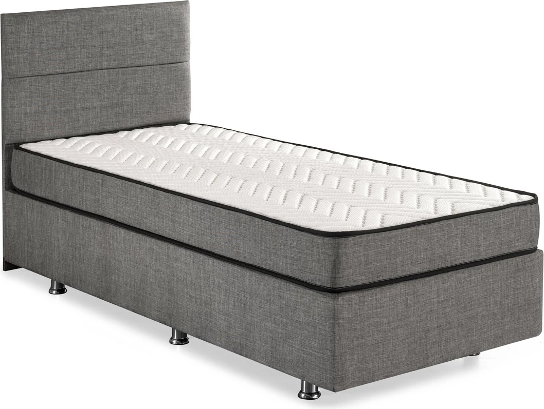 Set krevat tek, dyshek, bazë me sandëk dhe shpinore, ngjyrë gri, Hanah Home, 80x180