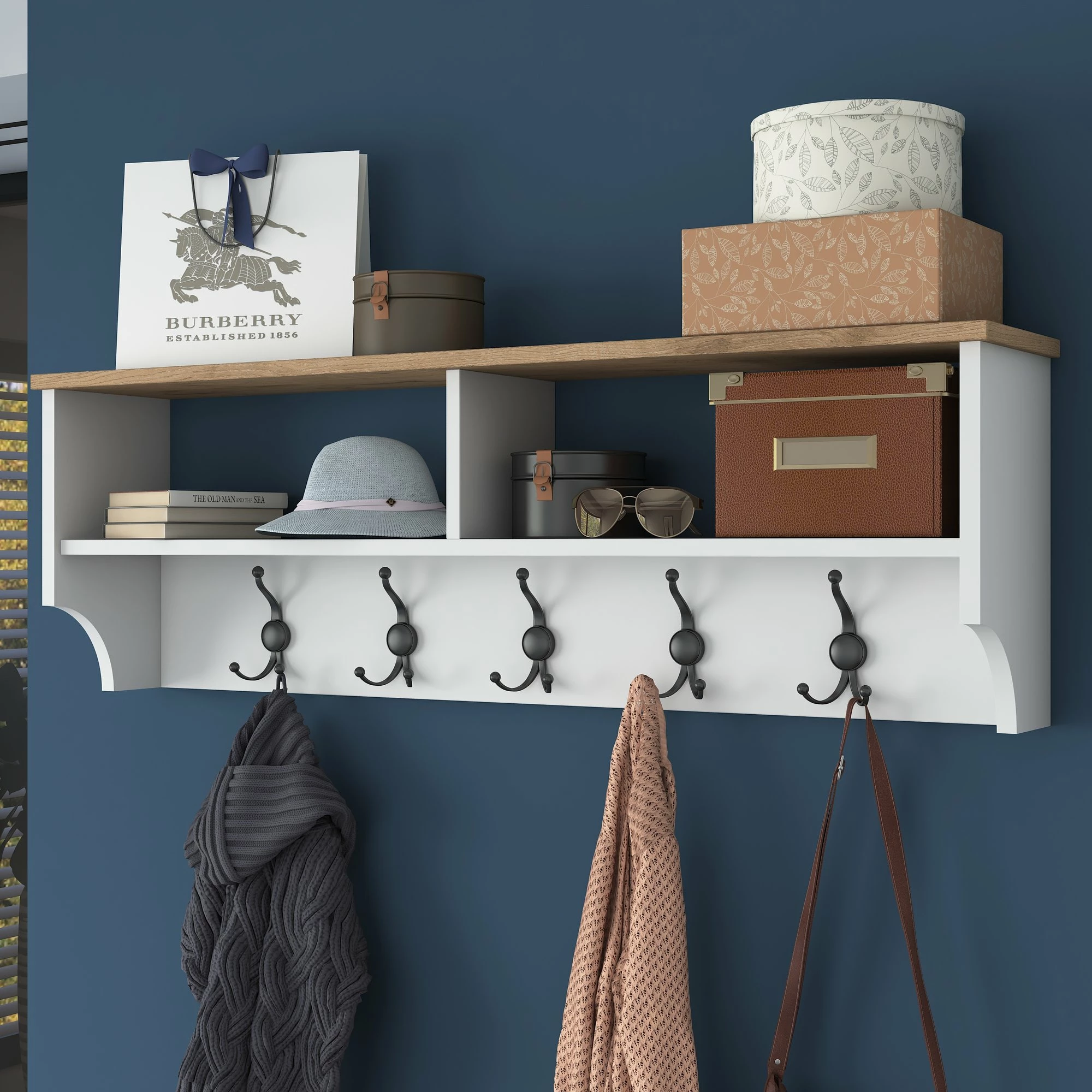 Stendë për korridor, ngjyrë e bardhë dhe arre, P2 - 2460