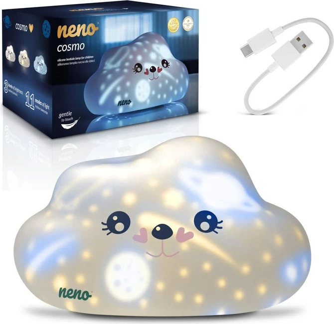 Llambë nate neno Cosmo prej silikoni, LED, me prekje, e bardhë