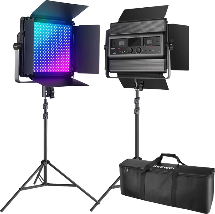 Dritë LED për video Neewer 1200RGB 60W V4, 2 copë, me tripod