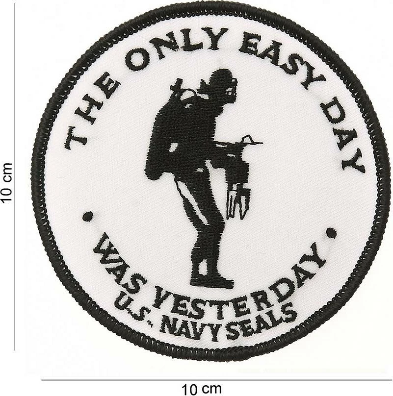 Emblema pëlhure Fostex Garments Patch the only easy day US navy seals (white) #3081