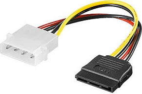 Adapter rryme SATA GoodConnections SATA-5,25, Molex 4-pin në SATA 15-pin, 15cm, multicolor