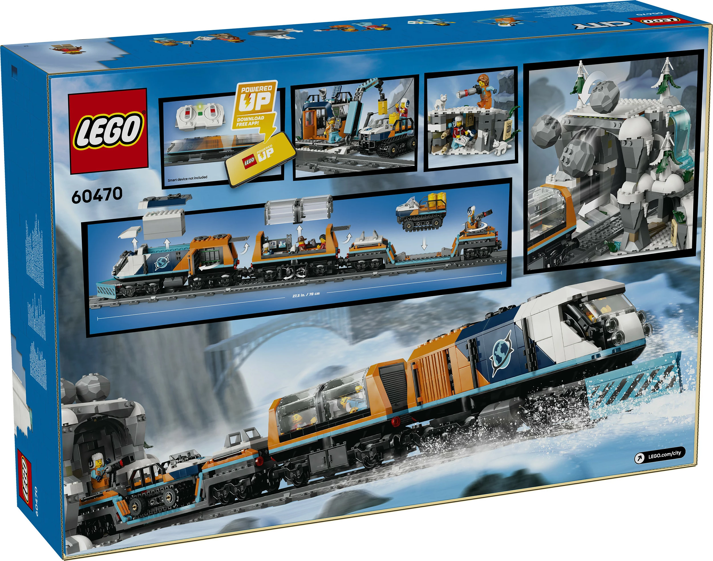 Set ndërtimi LEGO City Explorers Arctic Polar Express Train 60470, tren i telekomanduar Powered Up, 1517 copë, 7+, shumëngjyrësh