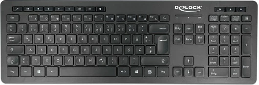 Tastierë DeLOCK 12004, full-size, pa kabllo 2.4GHz, marrës USB, QWERTZ, e zezë