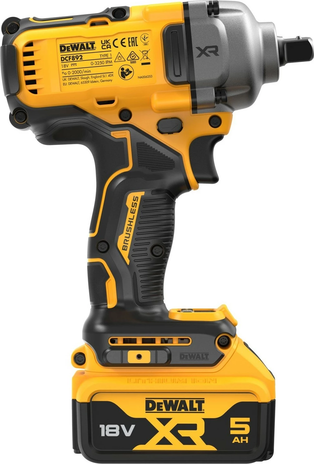 Çelës goditës DeWALT DCF892P2T-QW, 18V XR, 5Ah, 1084 N⋅m, i verdhë