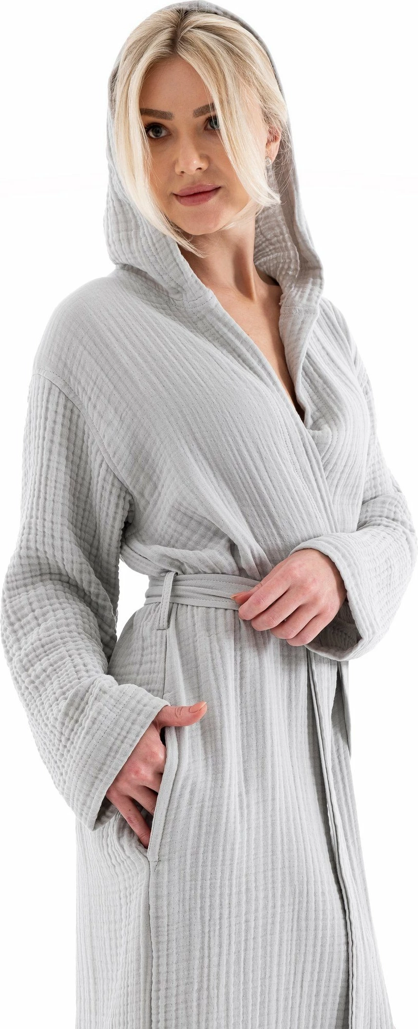 Rrobdeshamer unisex, muslin, ngjyrë gri, XXL