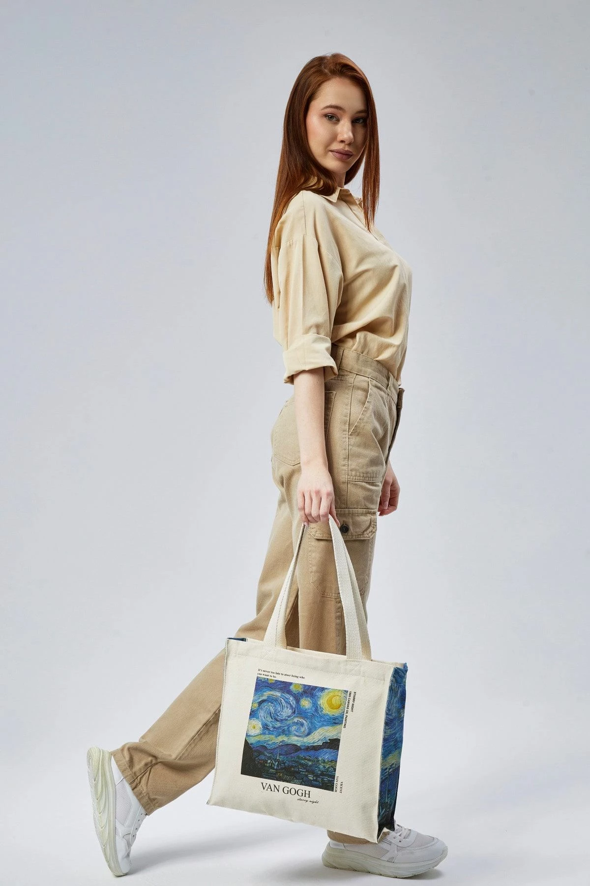 Torbë tote Zoozie Bags, krem, 2270, dizajn Van Gogh Starry Night