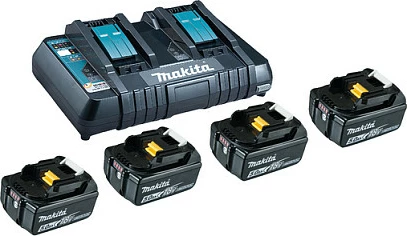 Set baterish dhe karikuesi Makita Power Source Kit 18V 5Ah, 4x bateri Li-Ion