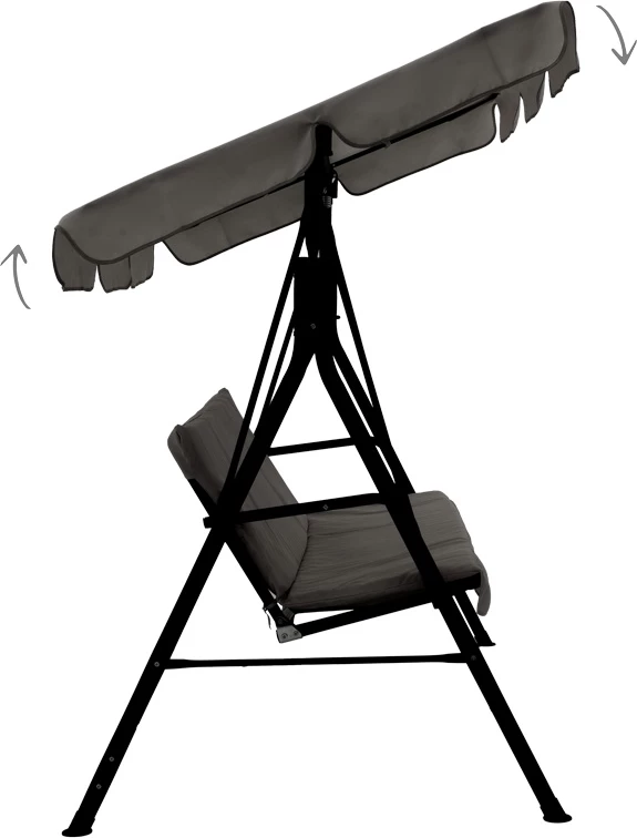 Shilte për kopsht metalike, ngjyrë e zezë, pëlhurë gri, 170x110x153cm