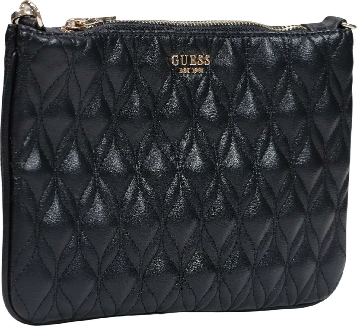Çantë dore Guess Maxine Quilted Flat PW7577 P6322 për femra, e zezë