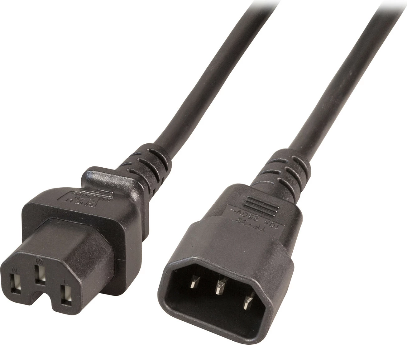 Kabllo rryme EFB Elektronik EK585.1V2, IEC C14 në IEC C15, 1 m, 10A/250V, e zezë