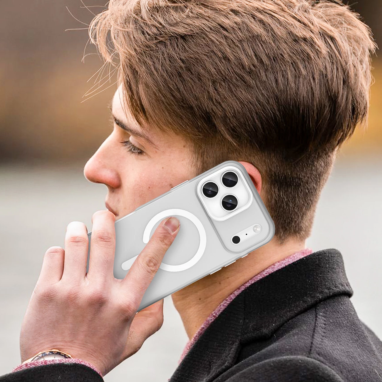 Mbështjellës Hurtel për iPhone 17 Pro, MagSafe, Mat, Bardhë