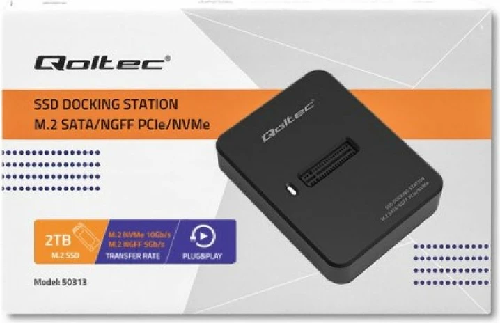 Stacion docking SSD Qoltec M.2 SATA/PCIe, i zi