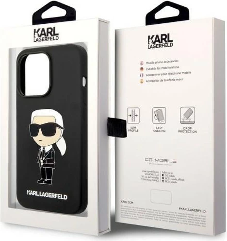 Mbështjellës Karl Lagerfeld Silicone Ikonik për iPhone 14 Pro Max, i zi