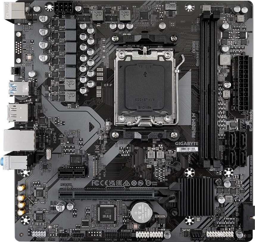Motherboard Gigabyte MB GA-A620M H, Micro-ATX, AM5 socket, DDR5 support, PCIe 4.0 x16, 4x SATA, Realtek LAN