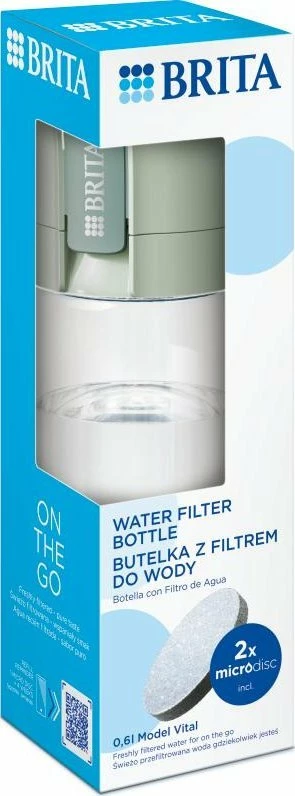 Shishe filtruese uji Brita Vital 600ml, pastel e gjelbër, me 2 MicroDisc filtra