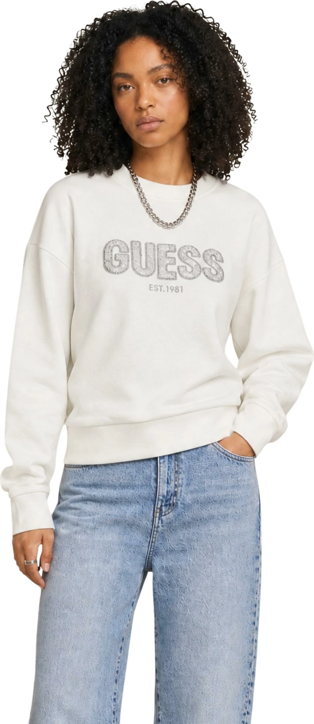 Duks për femra Guess Madeline Logo W6YR30 Z0978, i bardhë