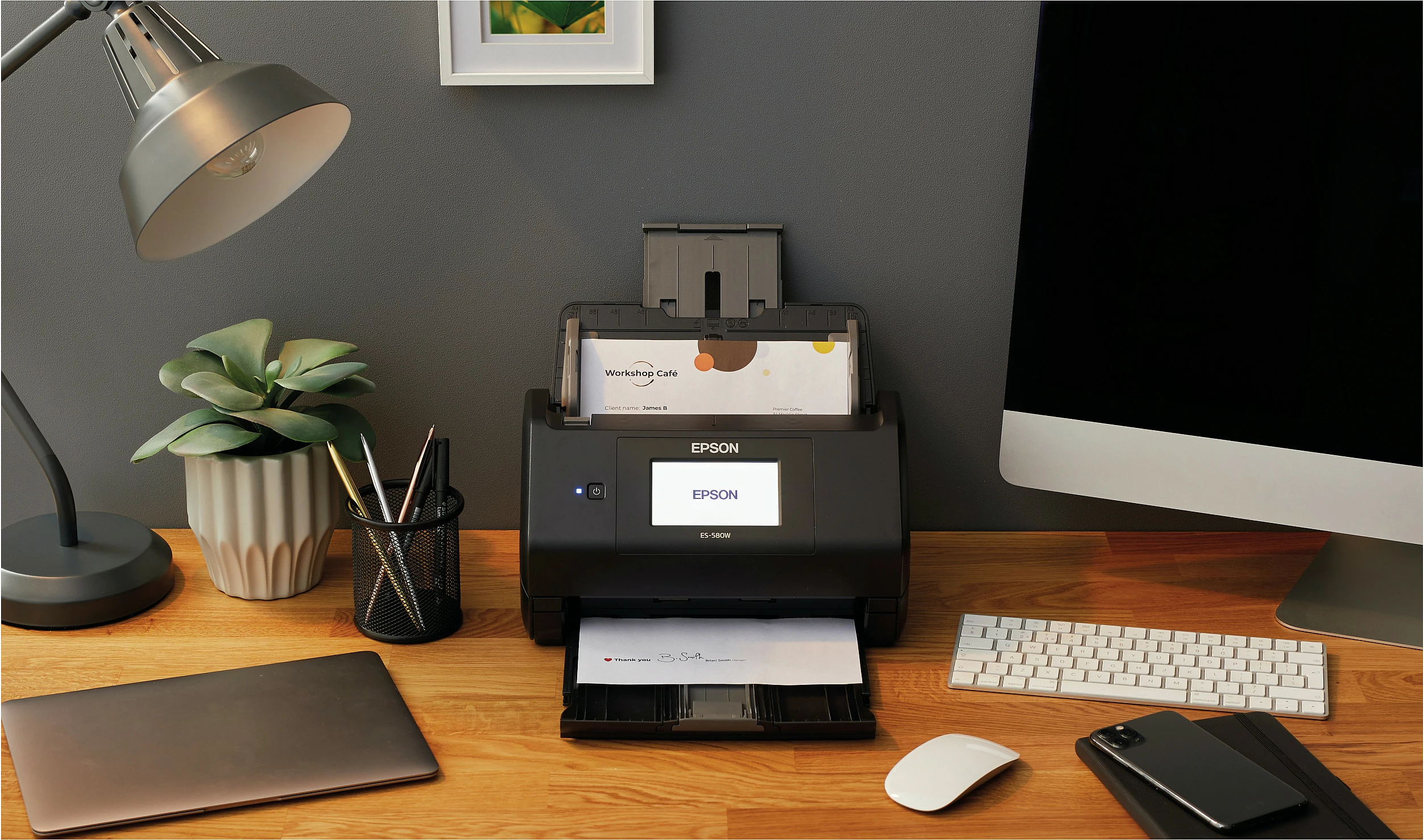 Skaner dokumentesh Epson WorkForce ES-580W, A4, duplex, Wi-Fi, ADF 200 fletë, 35 ppm, i zi