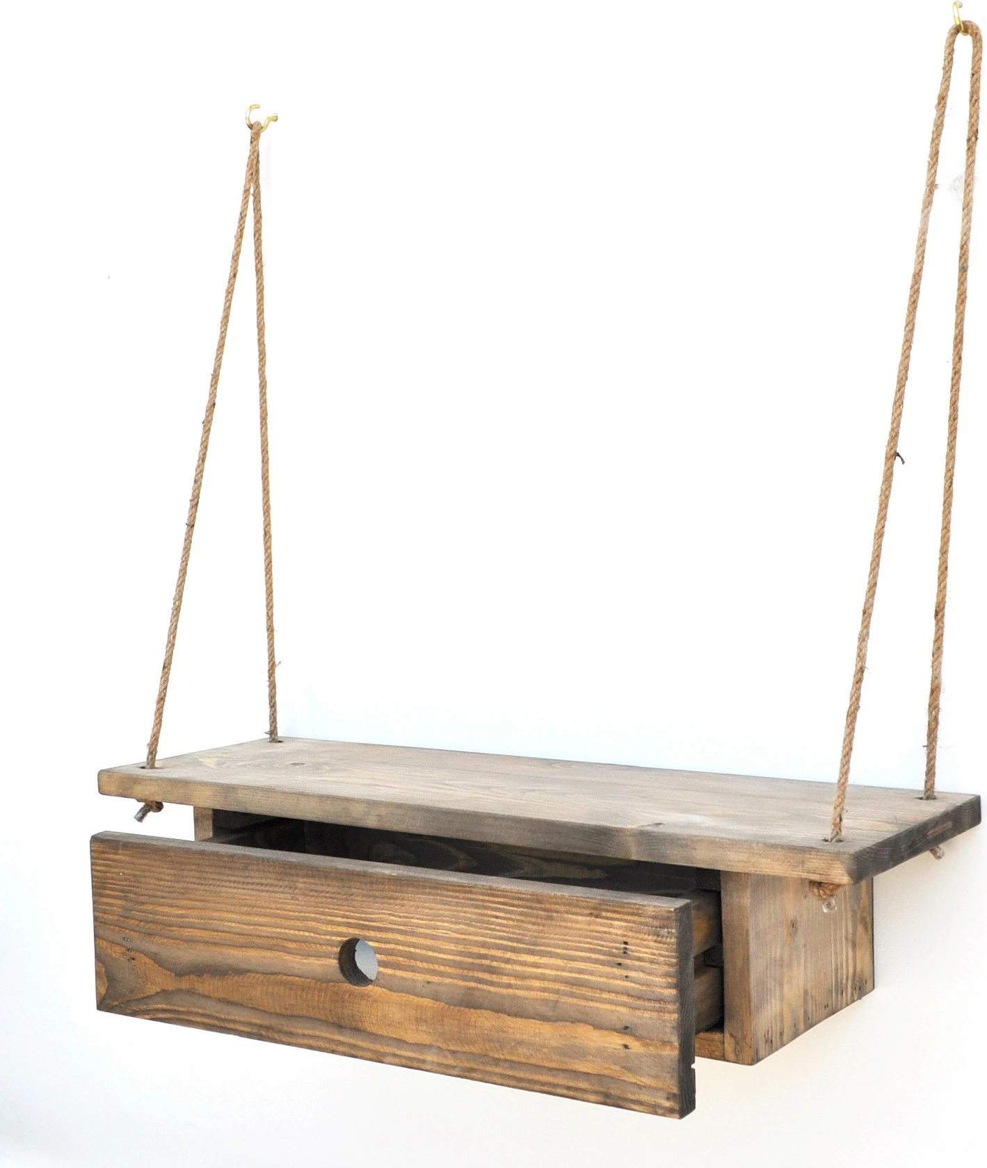 Raft muri prej druri, ngjyrë arre, Hanah Home, Gar010