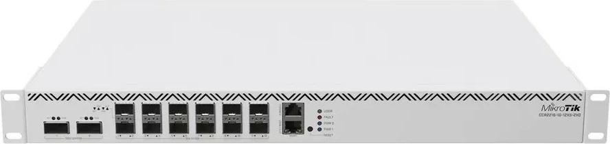 Ruter MikroTik CCR2216-1G-12XS-2XQ, 16 bërthama, 16 GB RAM, 12x SFP28, 2x QSFP28, Argjendtë