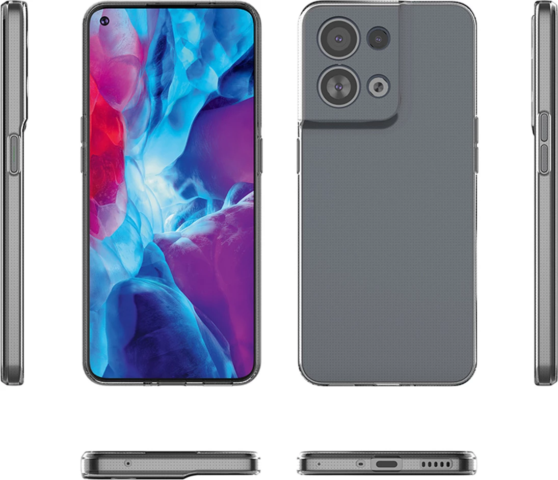 Mbështjellës Hurtel Ultra Clear 0.5mm për Oppo Reno 8, Transparent