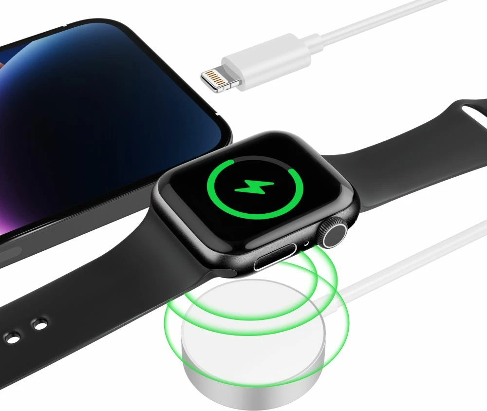 Karikues magnetik 2-në-1 Tech-Protect UltraBoost, 1.5m, për Apple Watch/iPhone, Bardhë