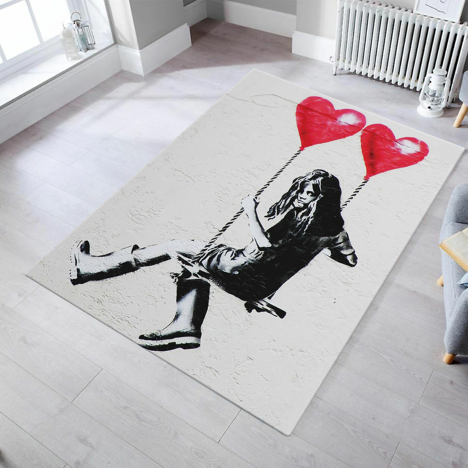 Qilim për korridor, dizajn Bansky, shumëngjyrësh, 120x150cm, Hypnose Conceptum, Basil
