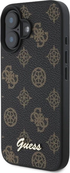 Mbështjellës Guess Peony Script MagSafe për iPhone 16, 6.1", i zi