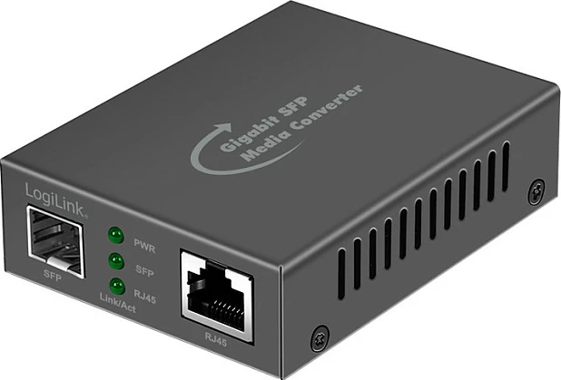 Konvertues media Gigabit LogiLink RJ45 në SFP, 1Gbps, i zi