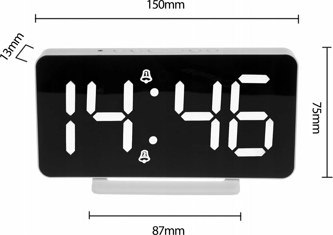 Orë alarmi digjitale LED GreenBlue GB383 me termometër, USB, 15x7.5 cm, e bardhë