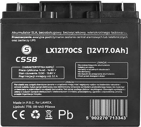 Bateri gel CSSB LX12170CS 12V 17Ah, AGM