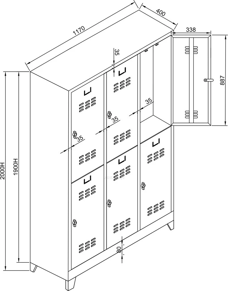 Dollap locker për depo, ngjyrë gri dhe kaltër, Skye Decor, Js1014Ma