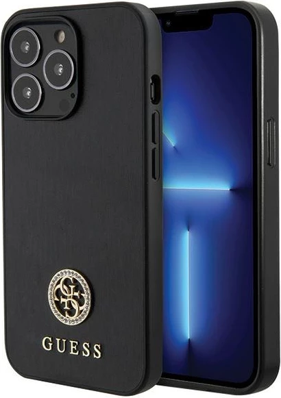 Mbështjellës Guess 4G Strass Metal Logo për iPhone 13 Pro 6.1", i zi