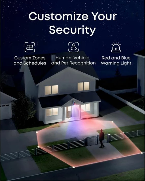 Kamerë sigurie PoE bullet-PTZ Eufy Security S4 (Anker) T8E00321, 16MP tri-lens, 4K wide-angle + 2K PTZ, 8× zoom, 360° rrotullim, IP65, bardh/zi