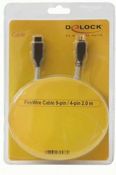 Kabllo FireWire DeLOCK, 2 m, Mashkull/Mashkull, 4-pin në 9-pin, Gri
